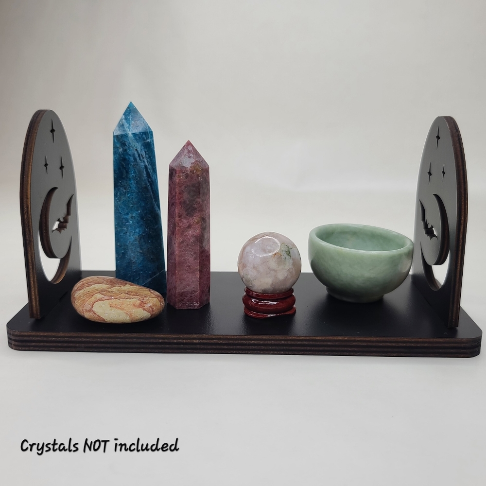 Display Stand Moon and Bat Shelf Book Stand Crystal Display Shelf 8×3 inches